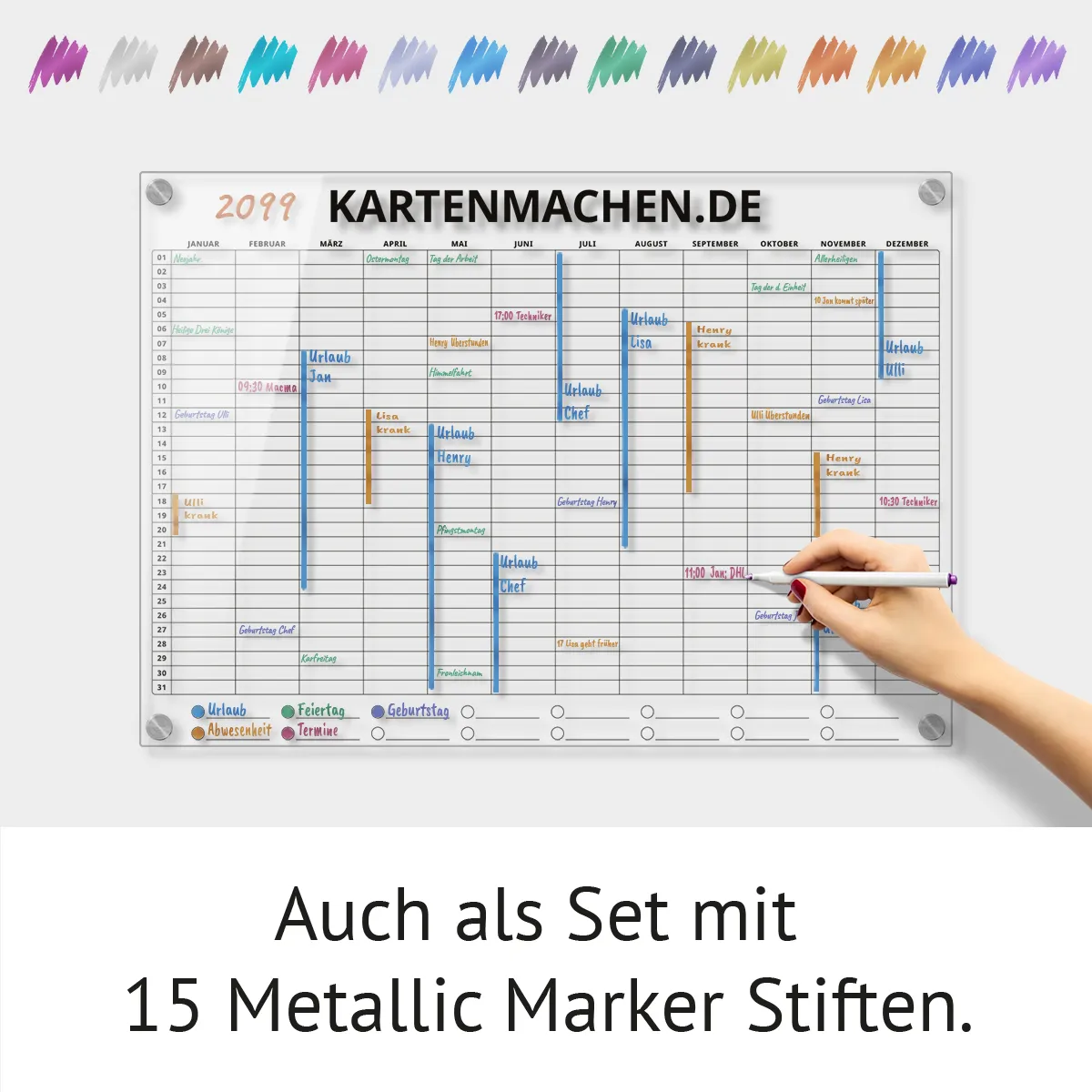 Personalisierter Acrylglas Kalender - Büro Jahresplaner 