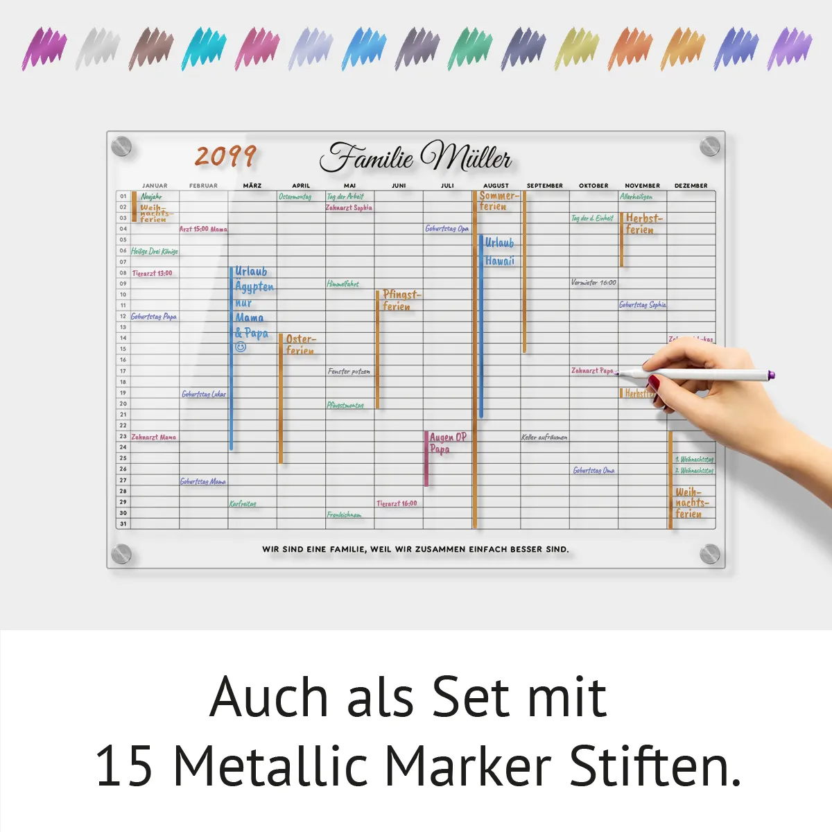 Personalisierter Acrylglas Kalender - Familien Jahresplaner