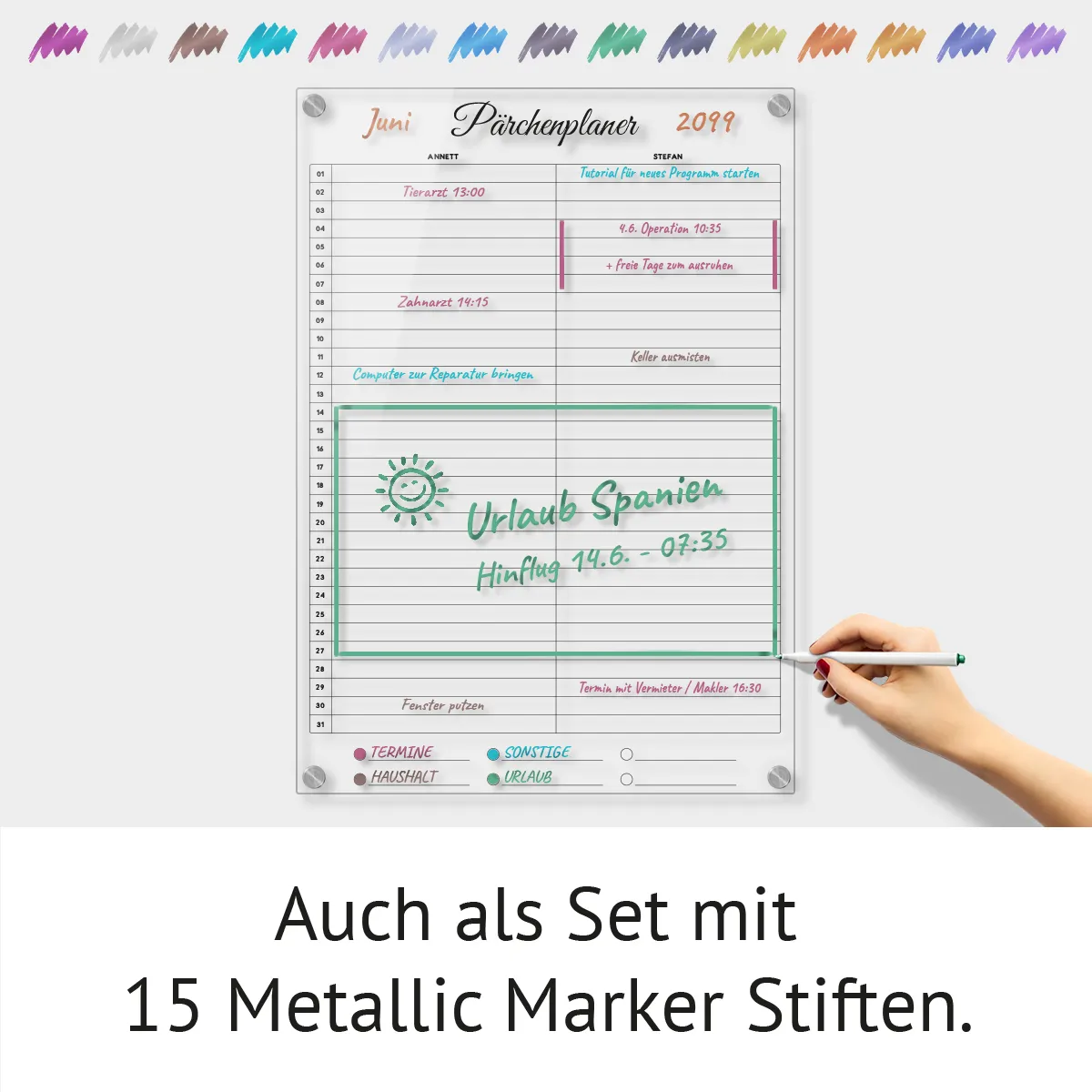 Personalisierter Acrylglas 2-Spalten Pärchenplaner Kalender