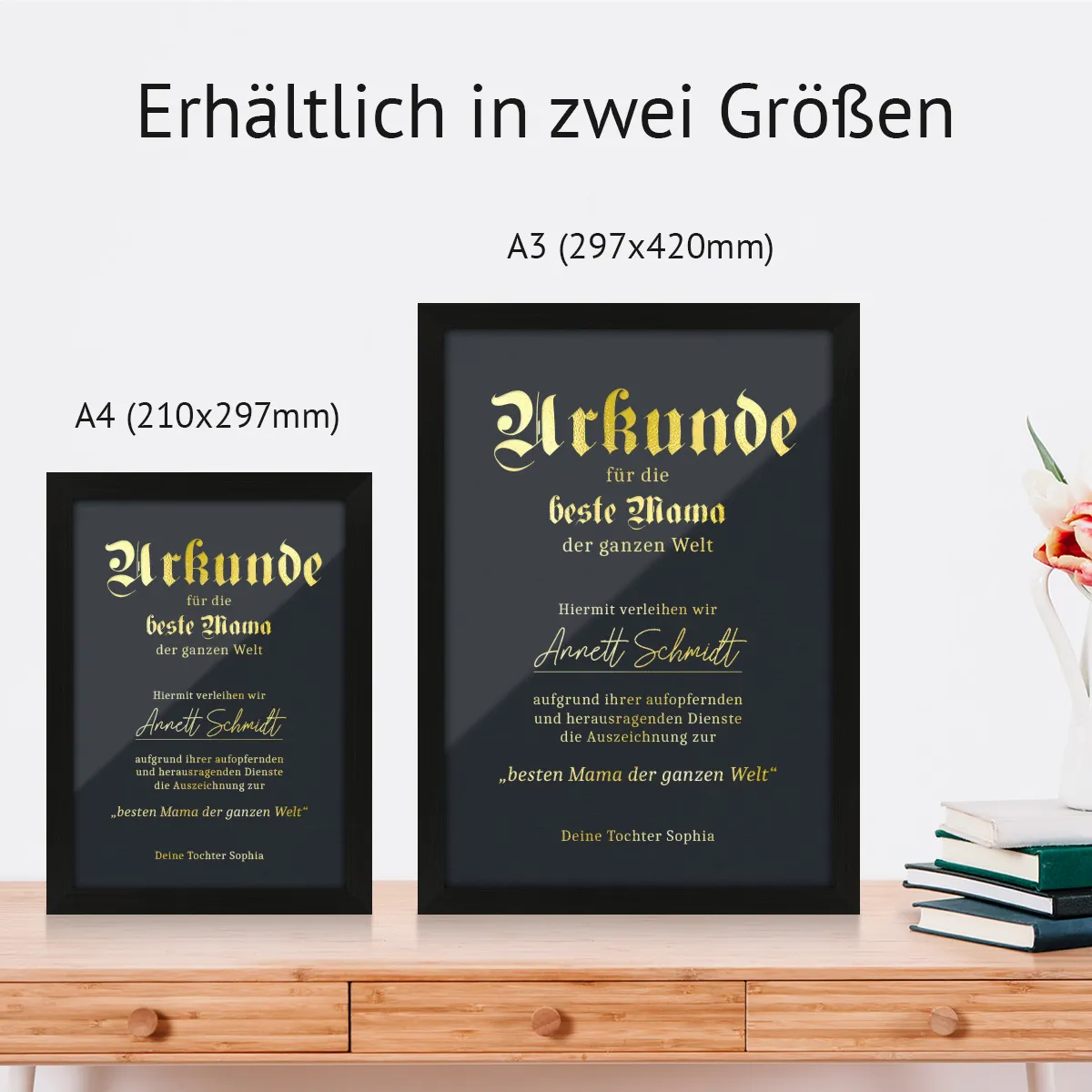 Personalisiertes Kunstdruck Poster mit Heißfolienprägung - Urkunde