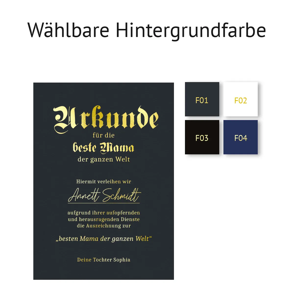 Personalisiertes Kunstdruck Poster mit Heißfolienprägung - Urkunde