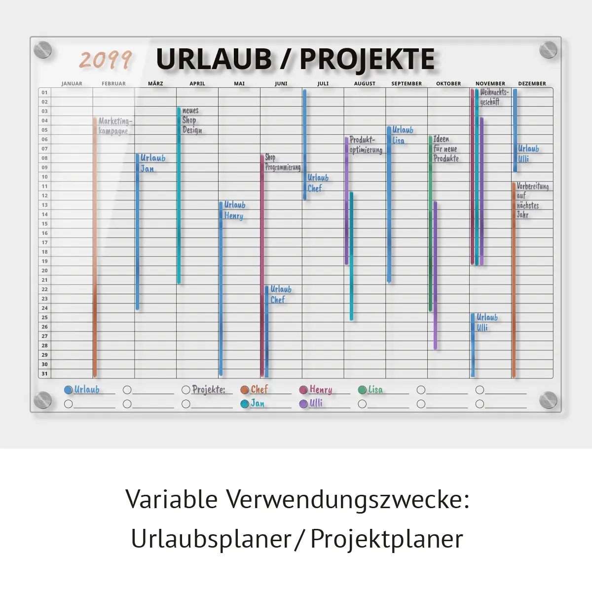 Personalisierter Acrylglas Kalender - Büro Jahresplaner 