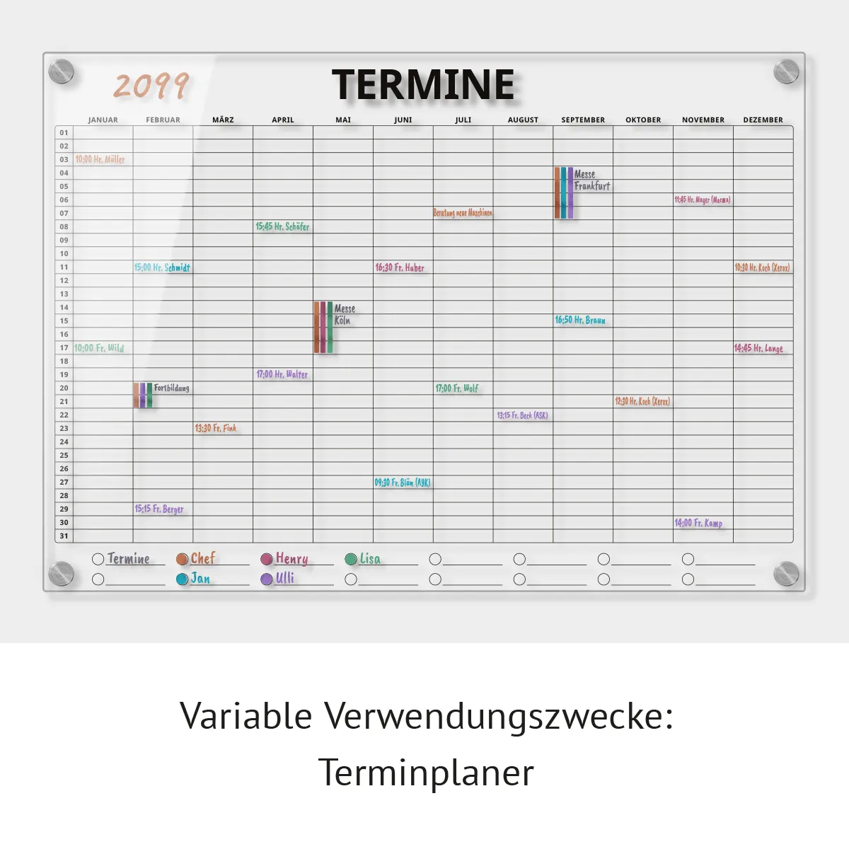 Personalisierter Acrylglas Kalender - Büro Jahresplaner 