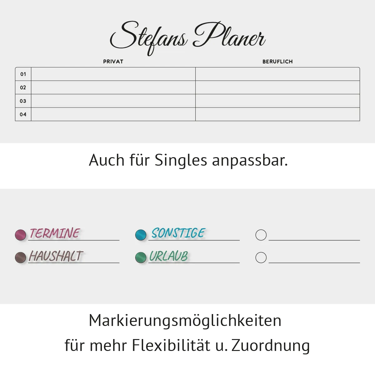 Personalisierter Acrylglas 2-Spalten Pärchenplaner Kalender