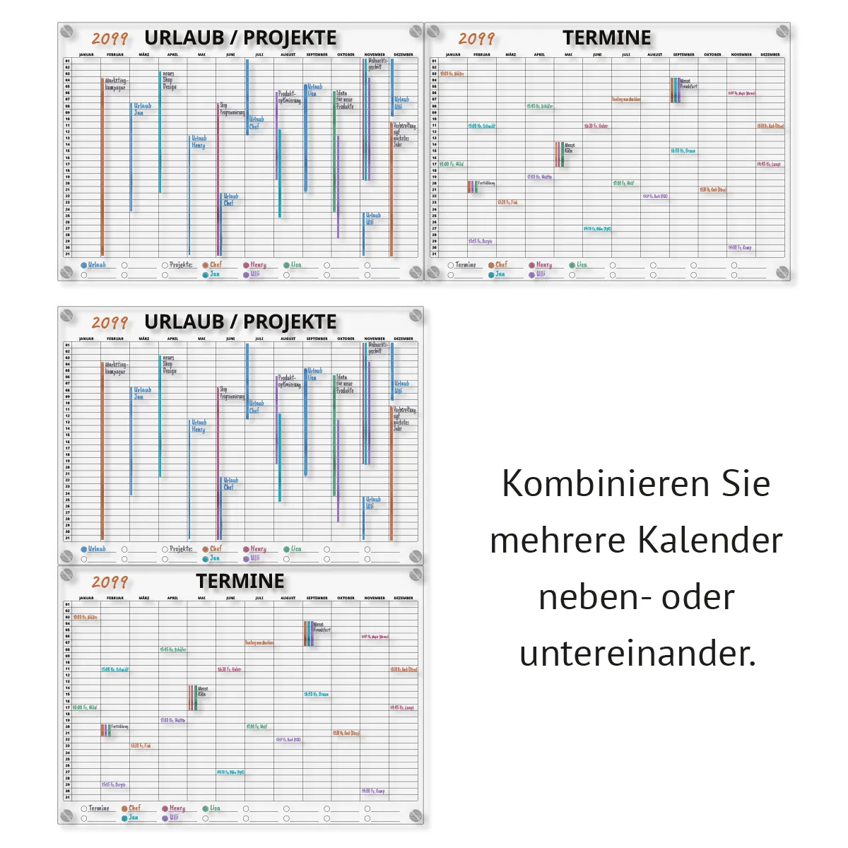 Personalisierter Acrylglas Kalender - Büro Jahresplaner 