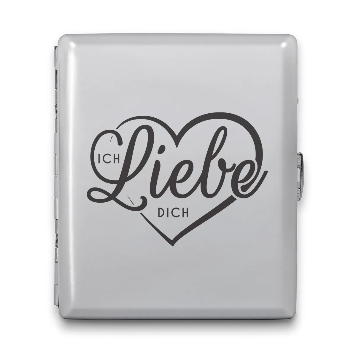 18er Zigarettenetui Chrom poliert - Herz Ich Liebe Dich