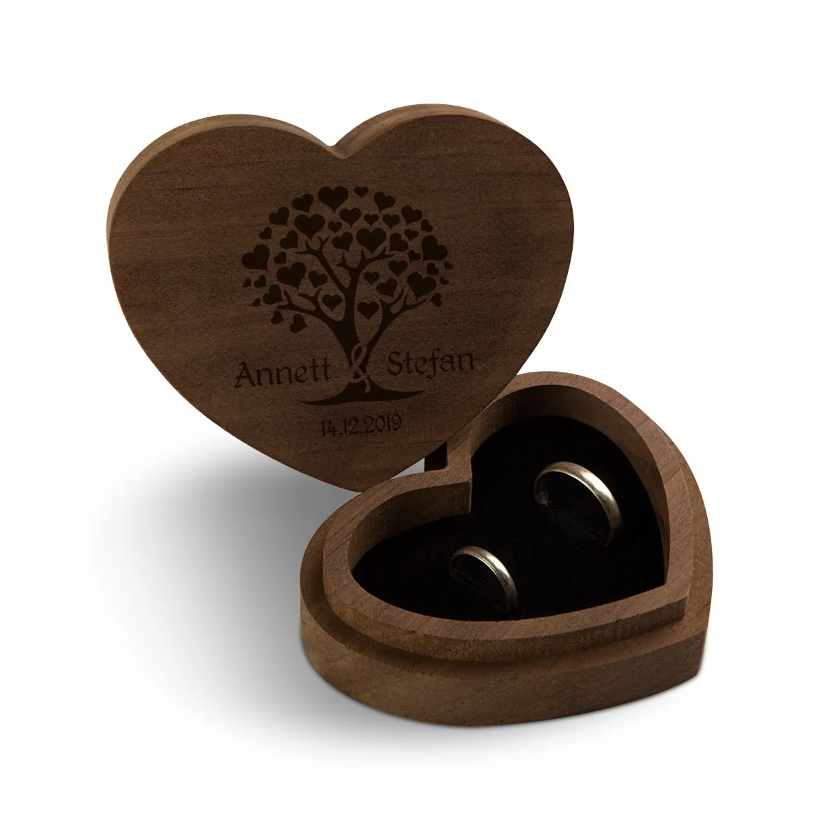 Hochzeit Herz Ringbox Kebony Holz - Herzbaum