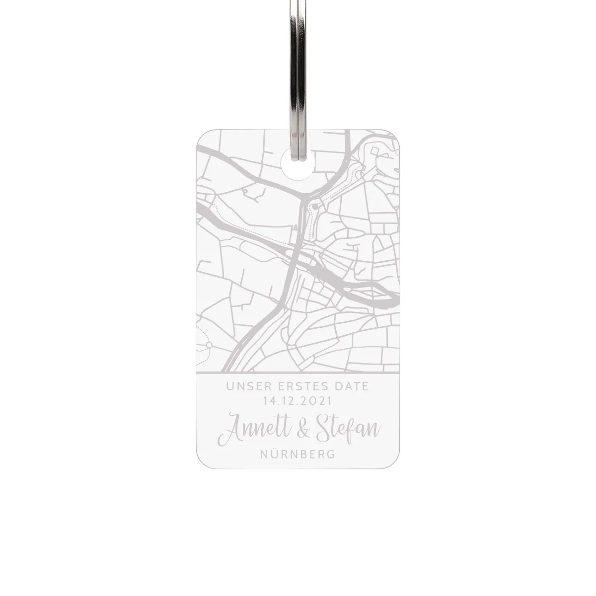 Personalisierter Acrylglas Rechteck Schlüsselanhänger - Kartenadresse