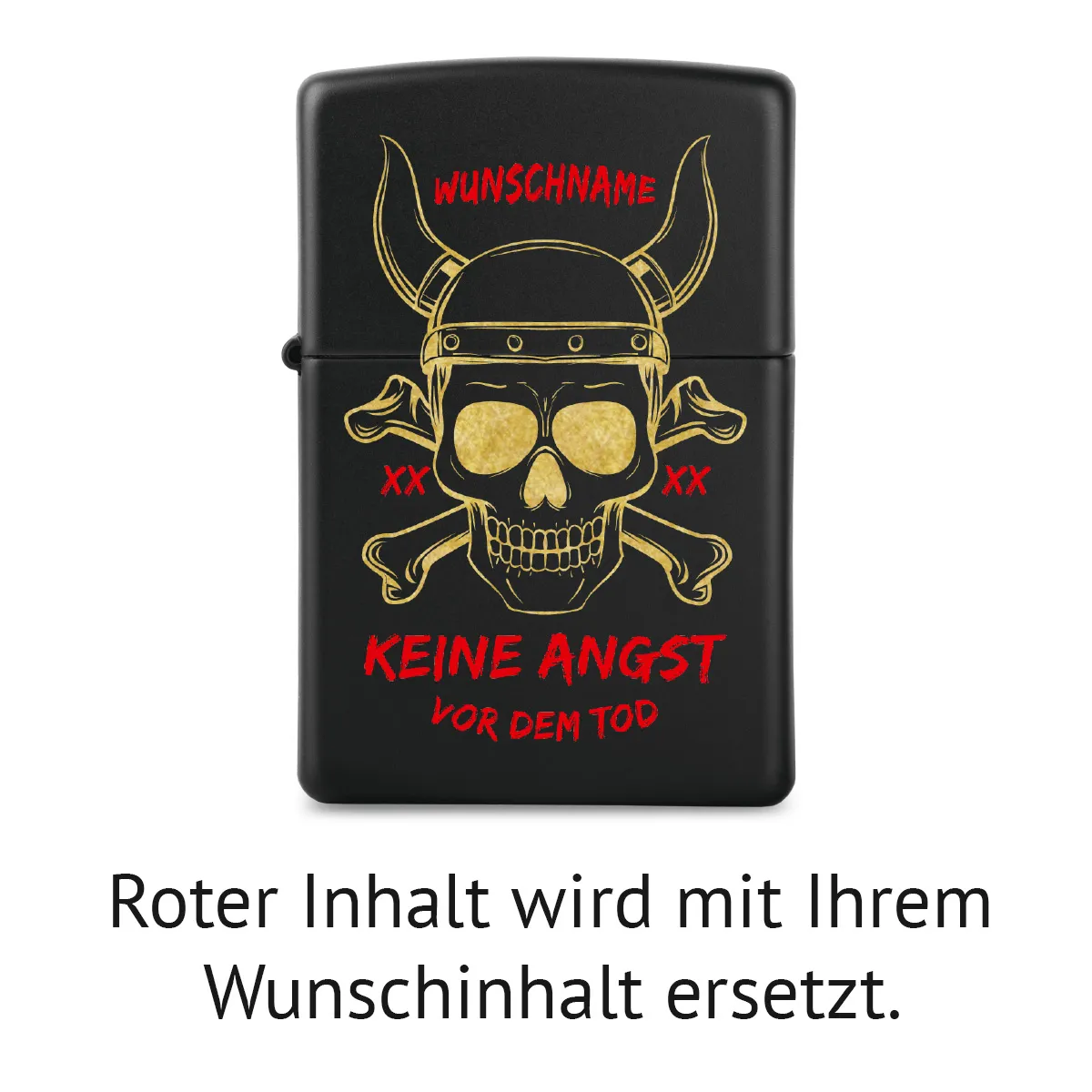 Zippo Sturmfeuerzeug Mattschwarz - Wikinger Totenkopf